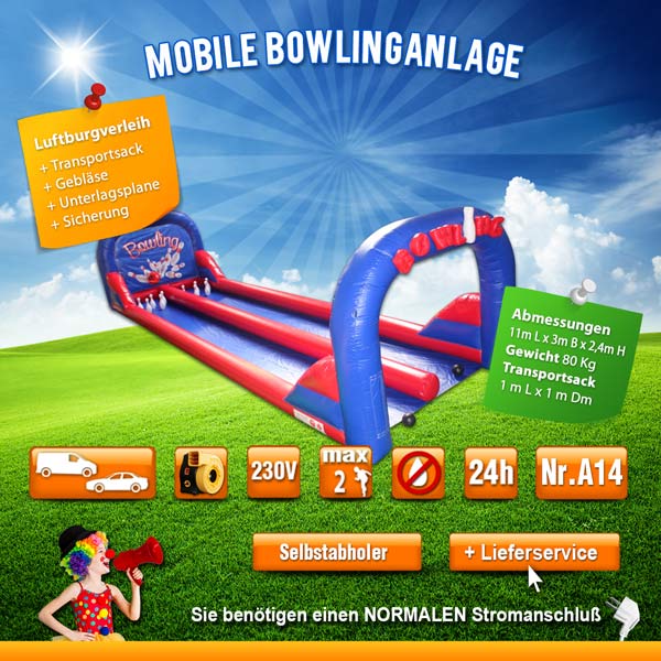 mobile Bowlingbahn - aufblasbares Spiel