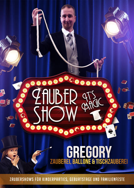 Beschreibung Zauberer Kindergeburtstag Gregory: Ob für Geburtstagsfeiern, Hochzeiten, Firmenfeste, Outdoor-Events, Weihnachtsfeiern,… Gregory bringt Magie auf Ihr Event, von der Ihre Gäste noch lange sprechen werden. CLOSE-UP SHOWS Zauberer Gregory aus Wien Zauberei aus nächster Nähe! Hier passieren die unmöglichsten Dinge direkt vor Ihren Augen! Münze, Murmeln, Gummiringe, Geldscheine, Streichhölzer, ja sogar Salzstreuer werden plötzlich zum magischen Requisit. Clos-Up Magic, bzw. Tischmagie gehört mit Sicherheit zu den faszinierenden Formen der Zauberkunst. Kein Spiegel, kein doppelter Boden, keine hübsche Assistentin die ablenkt. Pure Zauberei zum Anfassen nahe. BUEHNE & SALON Gregory zaubert auch für eine größere Anzahl Zuseher. Was seine Programme ausmacht ist vor allem ein Gespür für das richtige Verhältnis von Magie und Comedy. Es gibt was zum Lachen, es gibt was zum Staunen, es gibt sogar Kunststücke bei denen die Zuseher direkt mitmachen können. Gregory löst den Rubik-Cube in weniger als einer Sekunde, lässt Seile seinen Körper durchdringen, liest Ihre Gedanken,… u.v.m.! Magische Momente, gewürzt mit einer Briese Humor, dass ist das Rezept mit dem Zauberer Gregory seine Shows kocht. MAGISCHE MODERATION Sie haben ein Event und suchen noch eine außergewöhnliche Überleitung zwischen den einzelnen Parts? Die Kombination von Zauberei und Moderation ist eine ganz besondere Art dies zu lösen. Übergänge werden so kurzweilig und helfen Ihr Event einzigartig zu machen. Zauberer Kindergeburtstag Gregory buchbar für: Familienfeste und Kinderfeste. Desweiteren Sommerfeste und Zirkusfeste. Aber auch Faschingsfeste und Schulfeste. Ebenso für Kindergeburtstage in Wien und Niederösterreich sowie Burgenland zu beachten: Die Zaubershow ist Indoor und soweit bei Schönwetter Outdoor durchführbar. Jedoch bei starken Wind oder Regen nicht durchführbar. Technische Anforderungen: Eventuell Stromanschluß für ein Headset damit uns auch ein größeres Publikum gut hört.