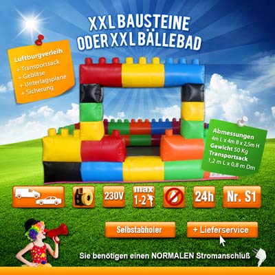XXL Bausteine XXL Bällebad - aufblasbare Spielstation