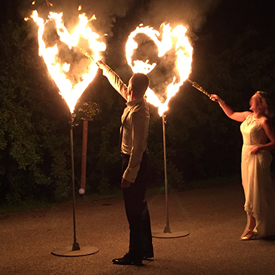 Feuershow brennendes Herz